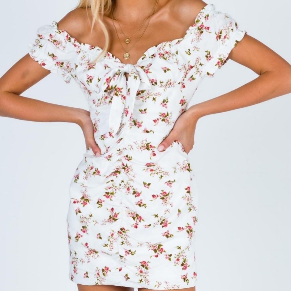 Princess Polly Sweetest Day White Floral Mini Dress Cottagecore Size 4